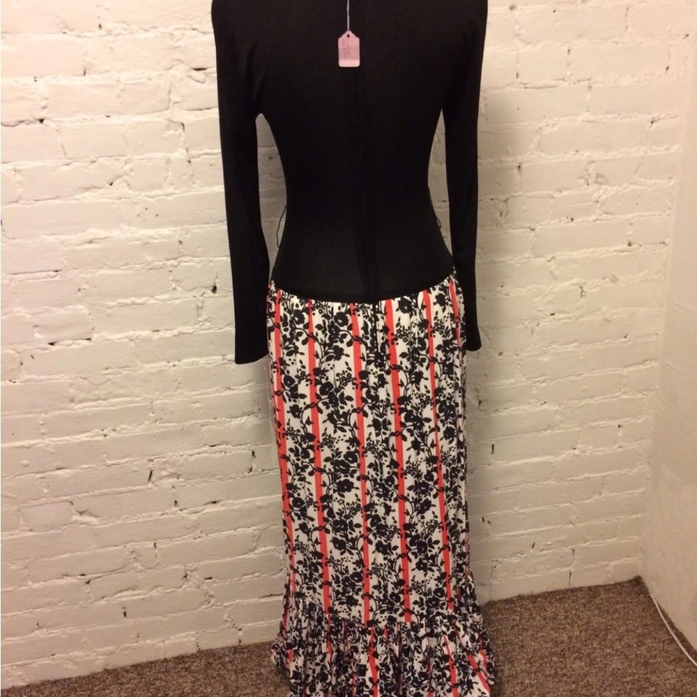 NWT Victor Costa Romantica long sleeve maxi dress hostess black red size 4-6 - Picture 7 of 11